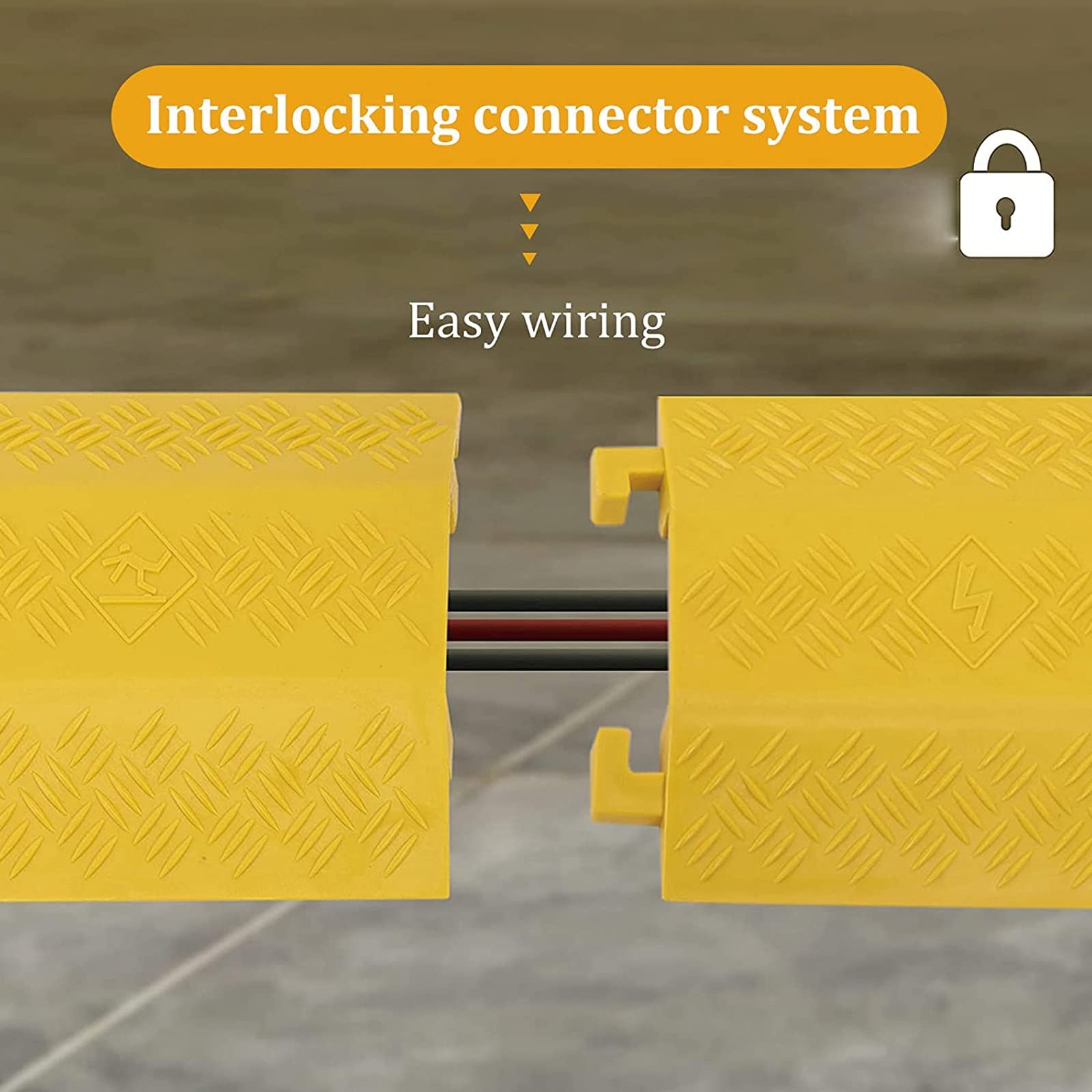 100x25x4 cm, Rampa De Protección De Cable, 1 Pieza 1 Vía Canaleta Pasacables De Suelo Canal Protector De Cables De Capacidad Máxima De Carga 1350 Kg/Eje