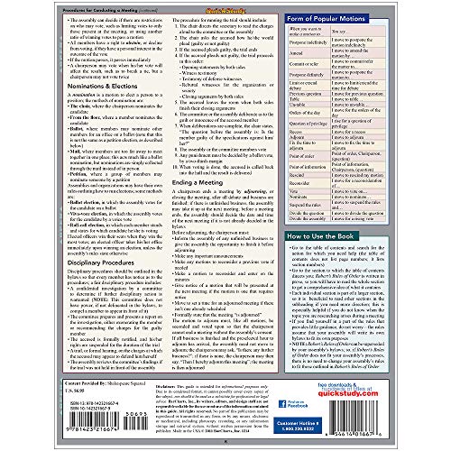 Quickstudy 9781423216674 Robert'S Rules Of Order Quickstudy Laminated Reference Guide thumb #3