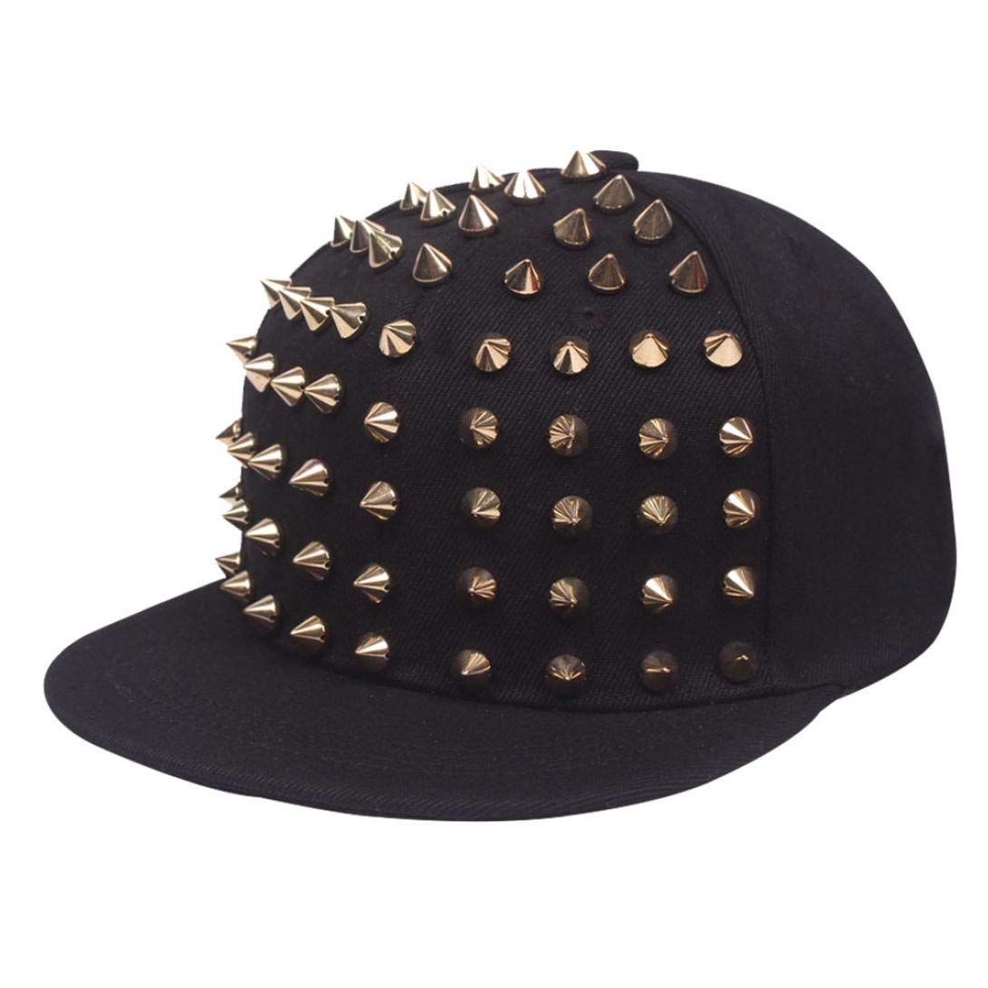 Amoyer Unisex Gold Punk Studded Baseball Hip-Hop Hat Adjustable Snapback Spike Rivet Stud Cap
