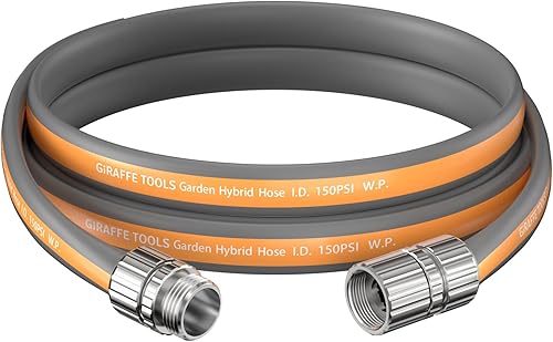 Giraffe Tools Manguera de jardín de 5 pies, 5/8 pulgadas, ligera, plana, longitud personalizada, flexible, a prueba de fugas, manguera híbrida con