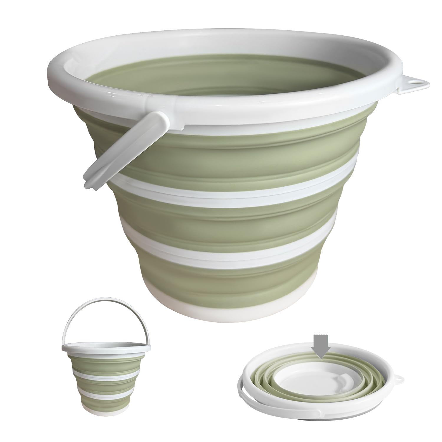 Moodyin Collapsible Water Bucket (10L / 2.6 Gal) – Portable, Easy to Carry & Store, Ideal for Car Wash, Cleaning, Camping, Fishing and Outdoor Activities with Collapsible Handle Design(Green)
