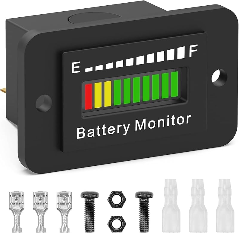 12V 24V 36V 48V 60V 72V LED Battery Monitor Meter Battery Fuel Gauge Indicator ELMCONFIG BM210 Lead-Acid&Lithium ion Battery Tester for Golf CART Yamaha Club CAR EZGO Stacking Machine Motorcycle