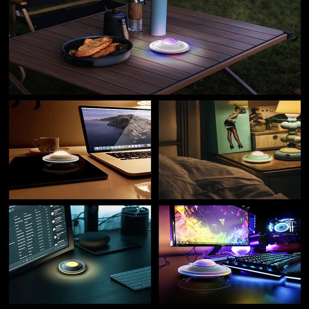 UFO LED statek kosmiczny LED przenośna ściemniana lampka nocna USB ciepła lampka nocna do sypialni (zielona)