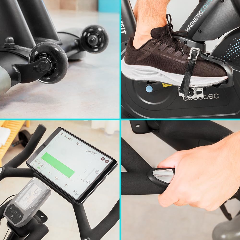 Cecotec Wewnętrzny rower treningowy z rezystancją magnetyczną i kierownicą bezwładnościową 24 kg DrumFit Indoor 24000 Magnetic Connected. APP, 8 poziomów rezystancji, regulowany ekran, siodełko i