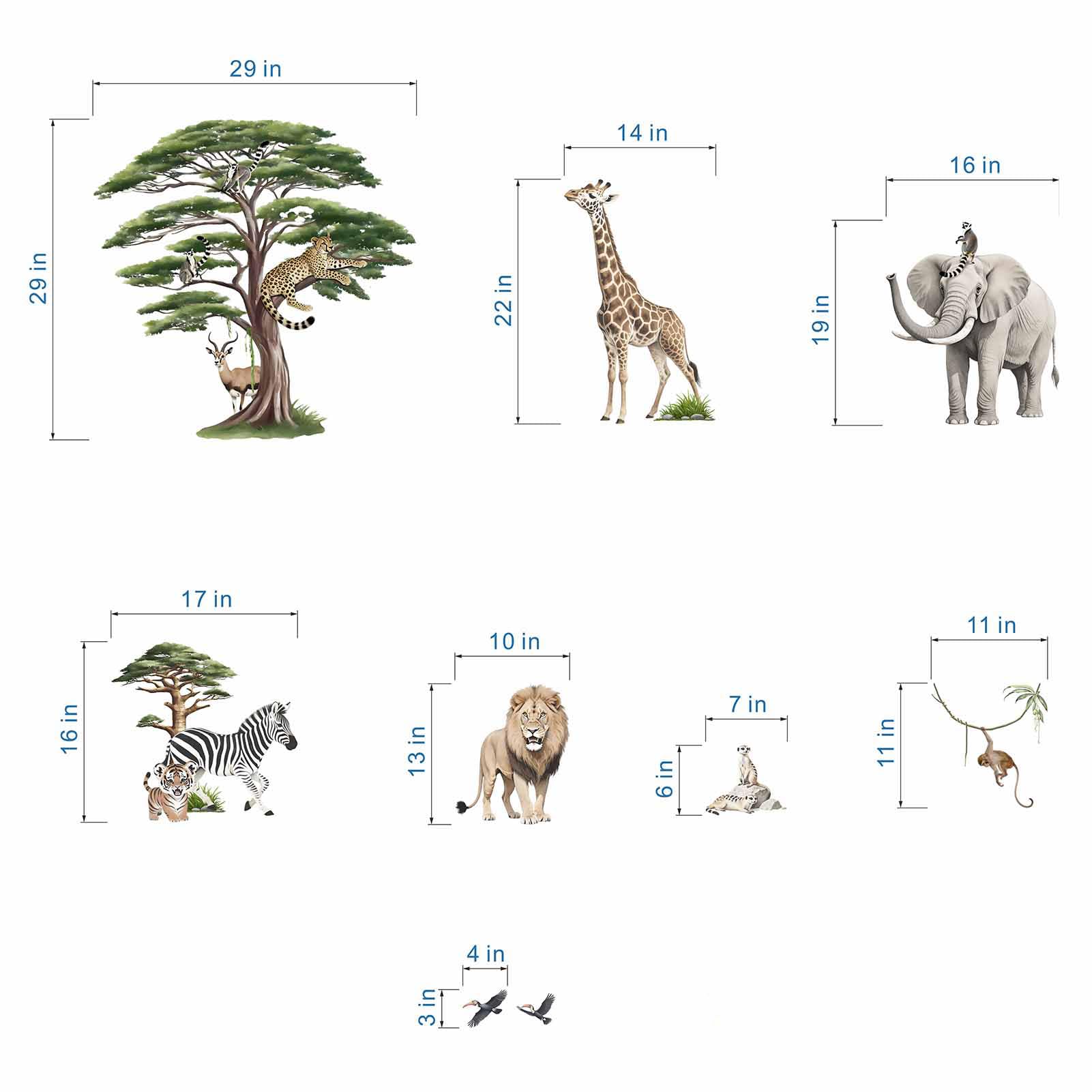 Woodland Animal Wall Decals for Baby: Safari Theme Peel and Stick Vinyl Wall Stickers for Kids Room Children Ages 0-12 Years - Image 4