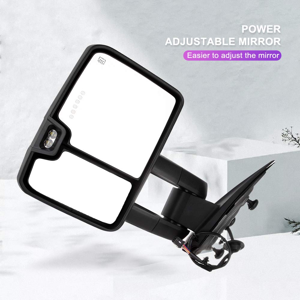 INEEDUP Tow Mirrors Fit for 2014-2019 for Chevy for GMC 1500 2015-2019 for Chevy for GMC 2500/3500 HD Towing Mirrors Power Control Heated Turn Signal Width Light Left Right Side A Pair Chrome