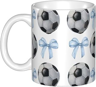 Football Youth Sports 12oz Coffee Cups Ceramic Tea Cup with Handle Reusable Mug Drinking Cups for Juice Casual Travel Cups Coffee Accessories for Running for Thanksgiving