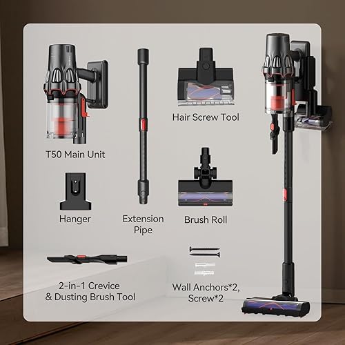 Miniatura 9 de Aspiradoras para el hogar, aspiradora inalámbrica antienredos de hasta 90 minutos con filtro HEPA, aspiradora portátil recargable inalámbrica de 590