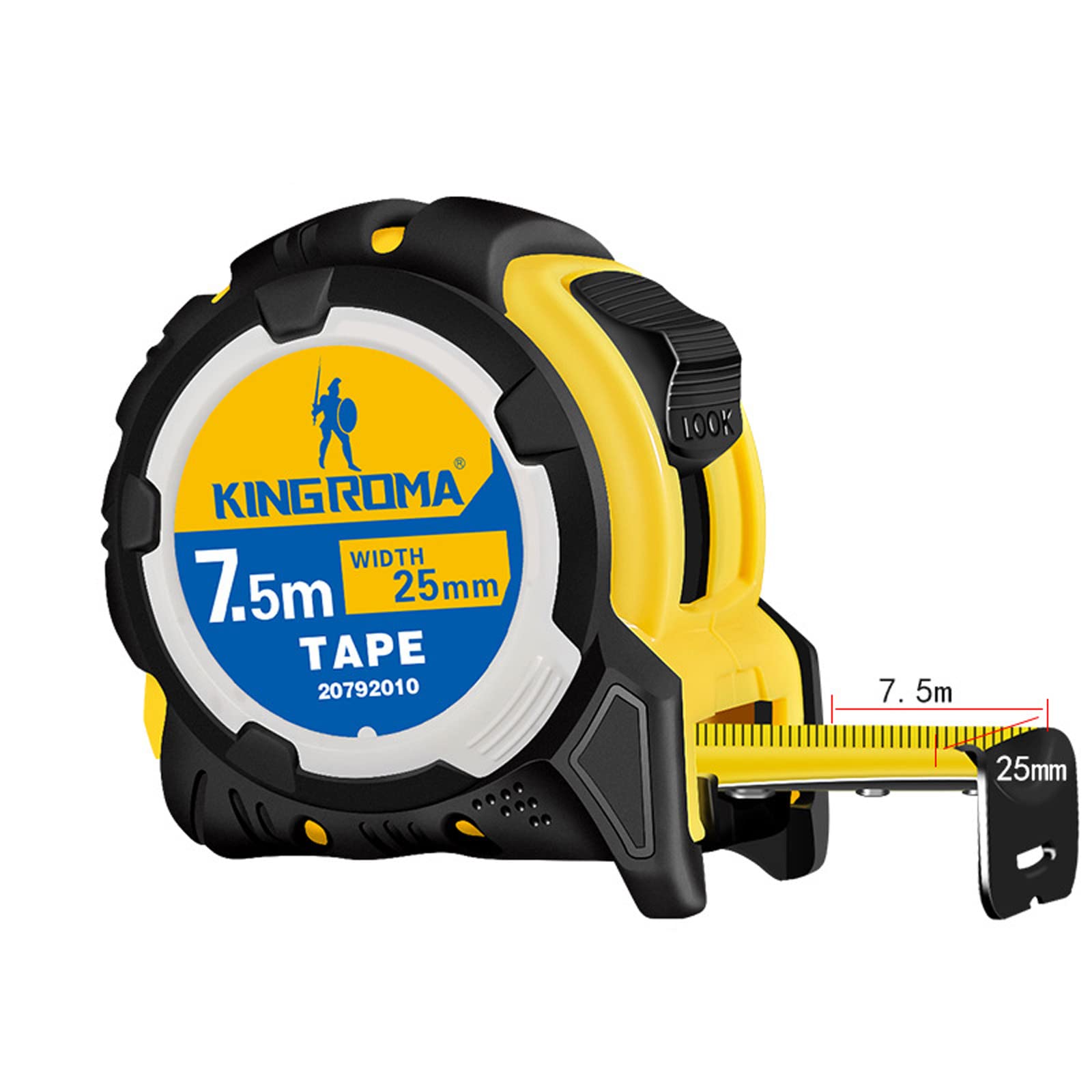 Tape Measure, 7.5m/25ft x 25mm Steel Measuring Tape, Retraction Control and Self-Lock, Easy to Read, Magnetic Hook, Shock Absorbent Solid Rubber Case Measuring Tape With Belt