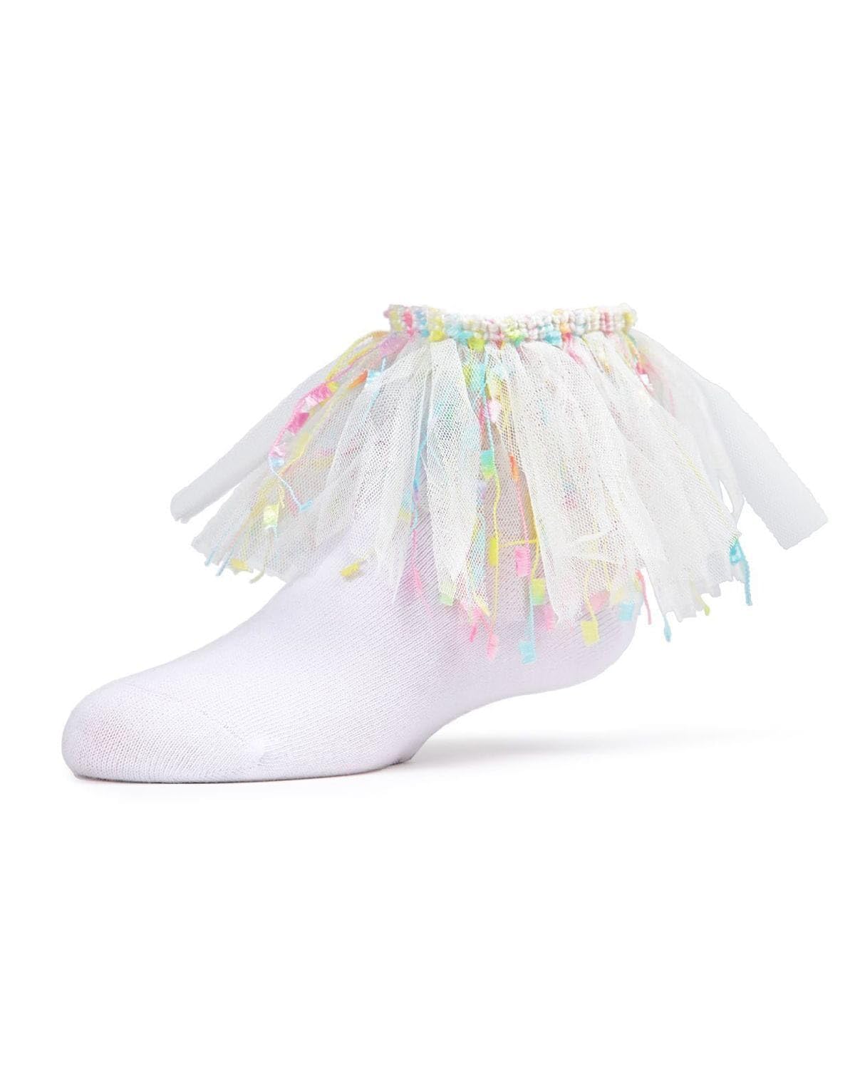 MeMoi Girls Confetti Cotton Blend Anklet Sock White 0