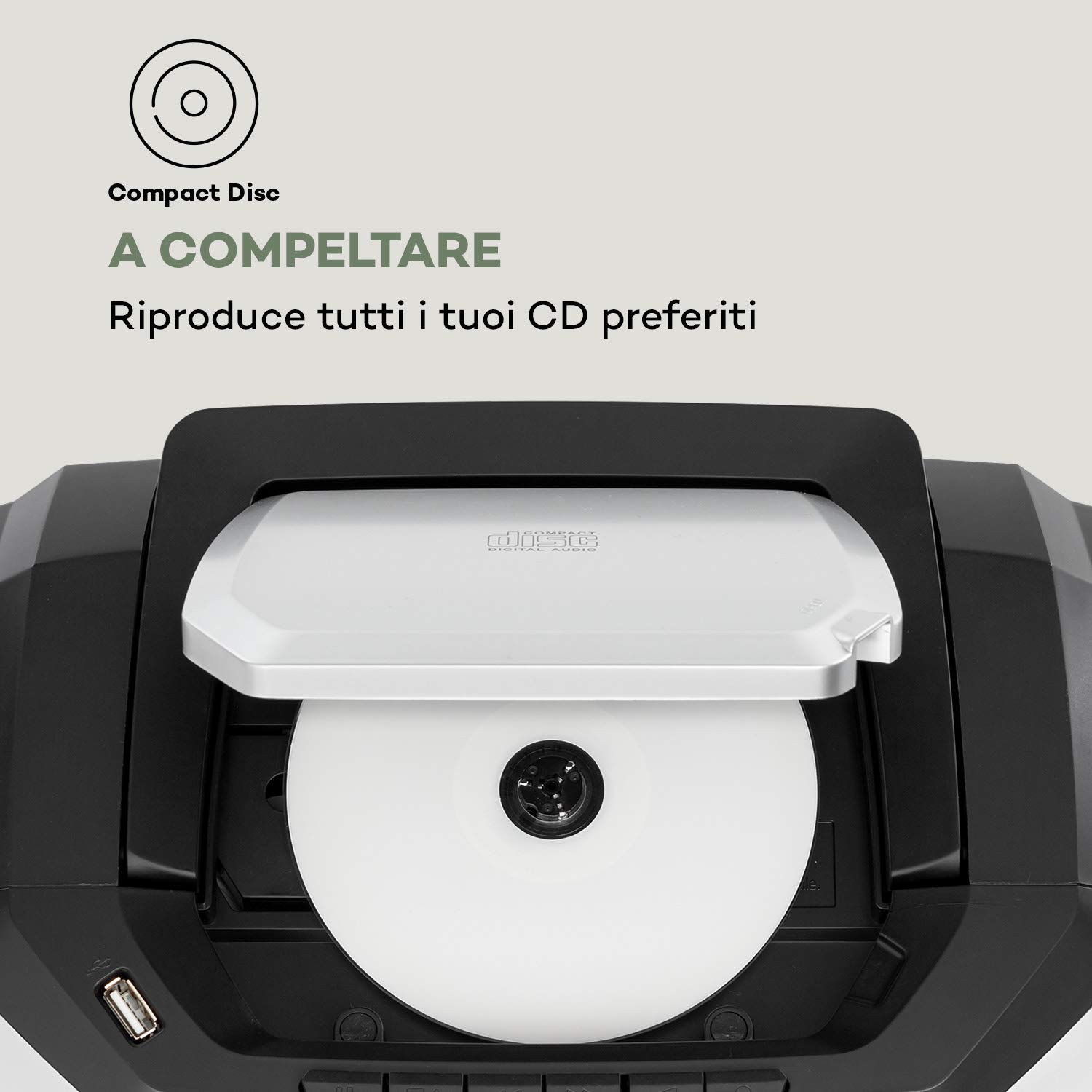 auna Roadie 2K - Boombox, Radio DAB+/FM, Lettore CD, CD-R/CD-RW/CD-MP3, Radiocassette, Portatile, USB, MP3/WMA, Bluetooth 5.0, AUX, Alimentazione a Corrente e Batteria, Argento
