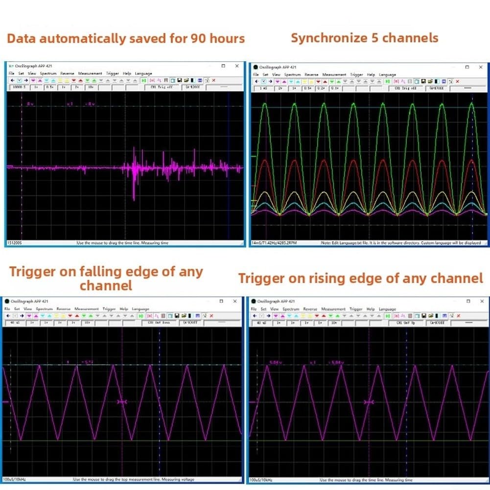 Fosc53C1 USB-Oszilloskop, 5-K, 1 MHz, Abtastung ± 80 V, Reichweite, automatische Speicherung der Datenprotokollierung für Laborfelder, elektrische Tests