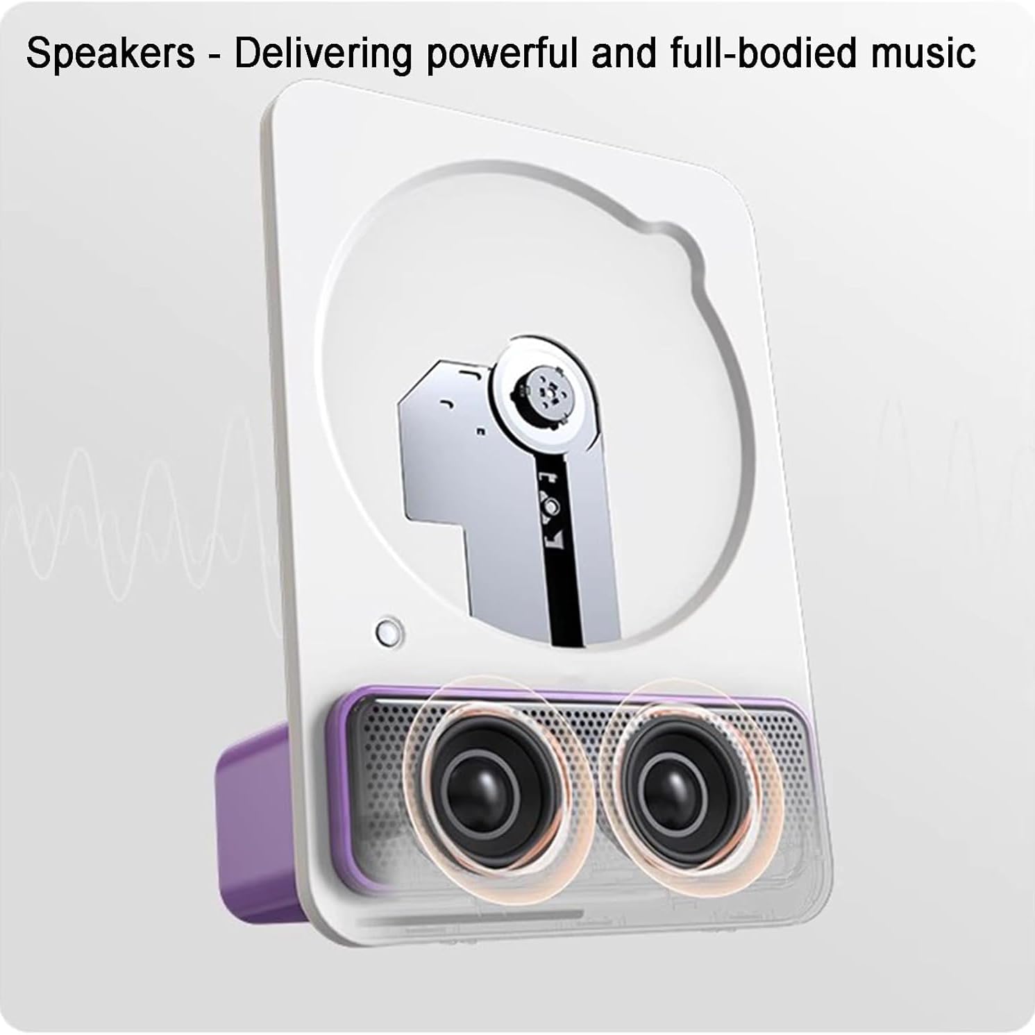 Lettore musicale CD con Bluetooth, telecomando, batteria ricaricabile, jack per cuffie da 3,5 mm, qualità del suono HiFi, altoparlante full-range integrato