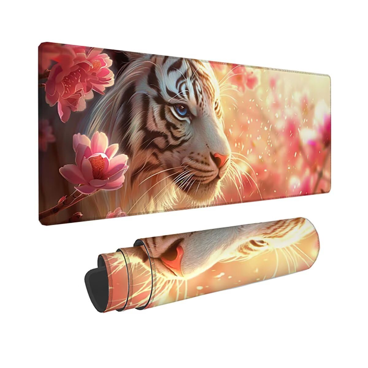 Gamingowa podkładka pod mysz, motyw zwierzęcy, tygrys, podkładka pod mysz XXL 1500 x 800 x 3 mm, odporna na warunki atmosferyczne, antypoślizgowa, poprawia precyzję i prędkość, akcesoria gamingowe do