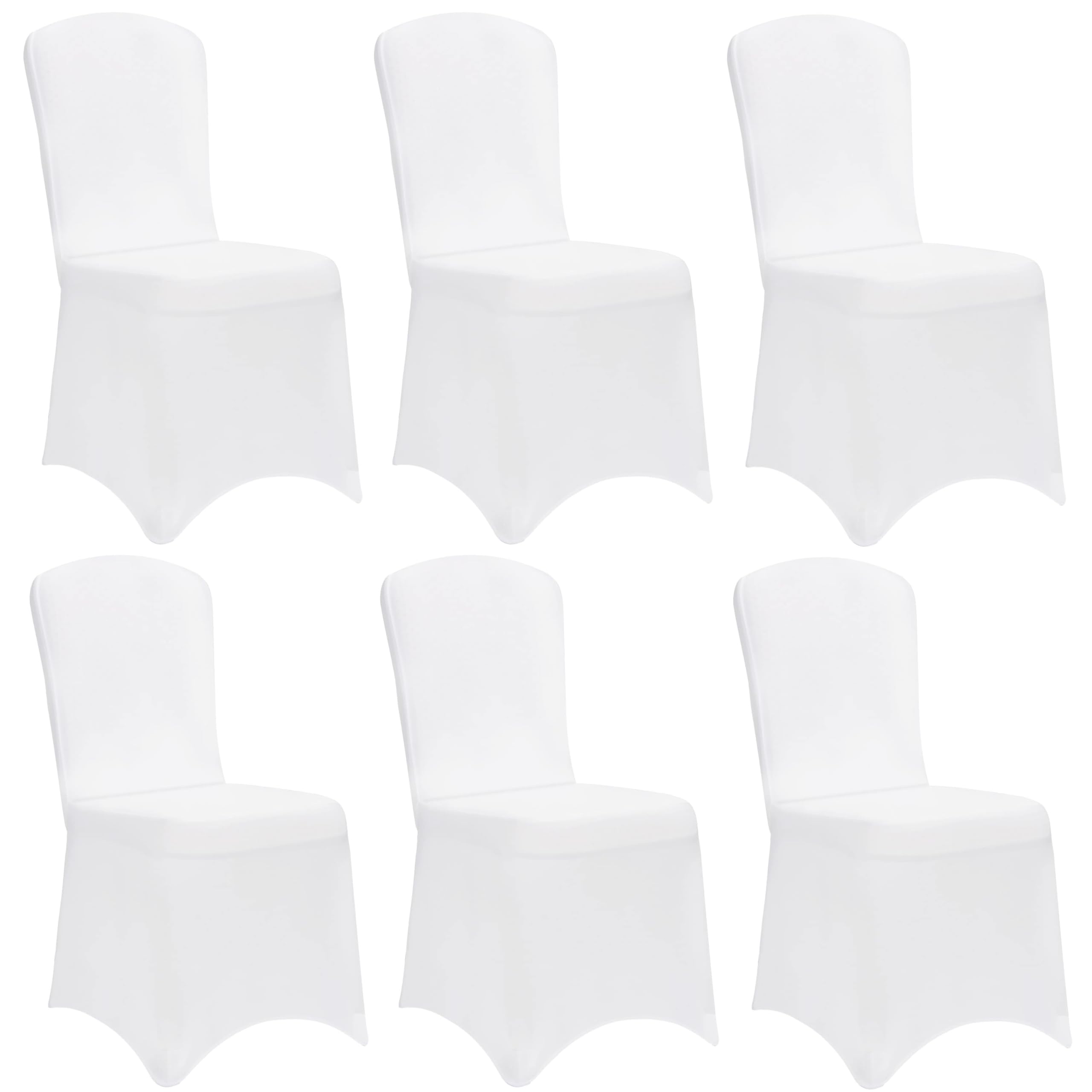 Detex® Fundas Sillas Elásticas Pack 6 Set Cubre Sillas Respaldo Alto Lavables Eventos Hogar Blanco