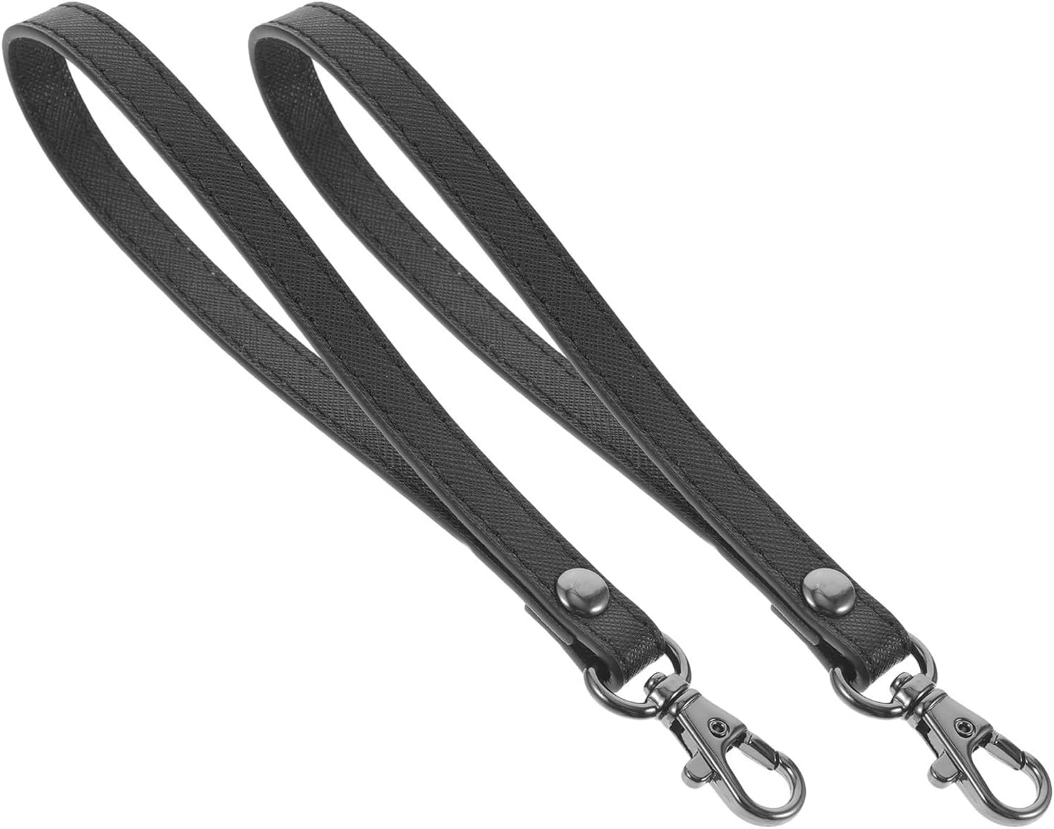 2pcs Black Leather Camera Wrist Strap with Clips for Wallet and Purse