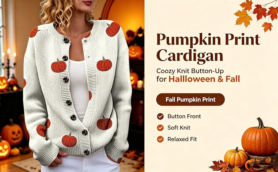 WWPPAION Halloween Cardigan Sweaters for Women Thanksgiving Knit Sweater - image 5