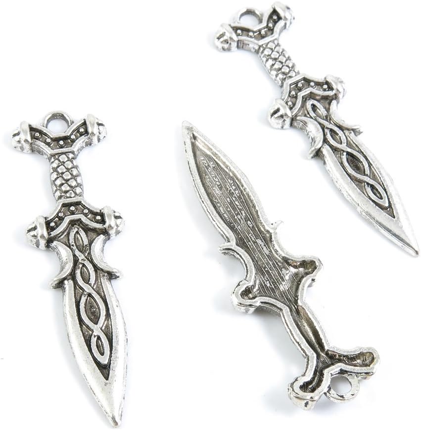 50 Pieces Jewelry Making Charms Antique Silver Tone for Necklace Pendant Bracelet G3AT2 Dagger Knife