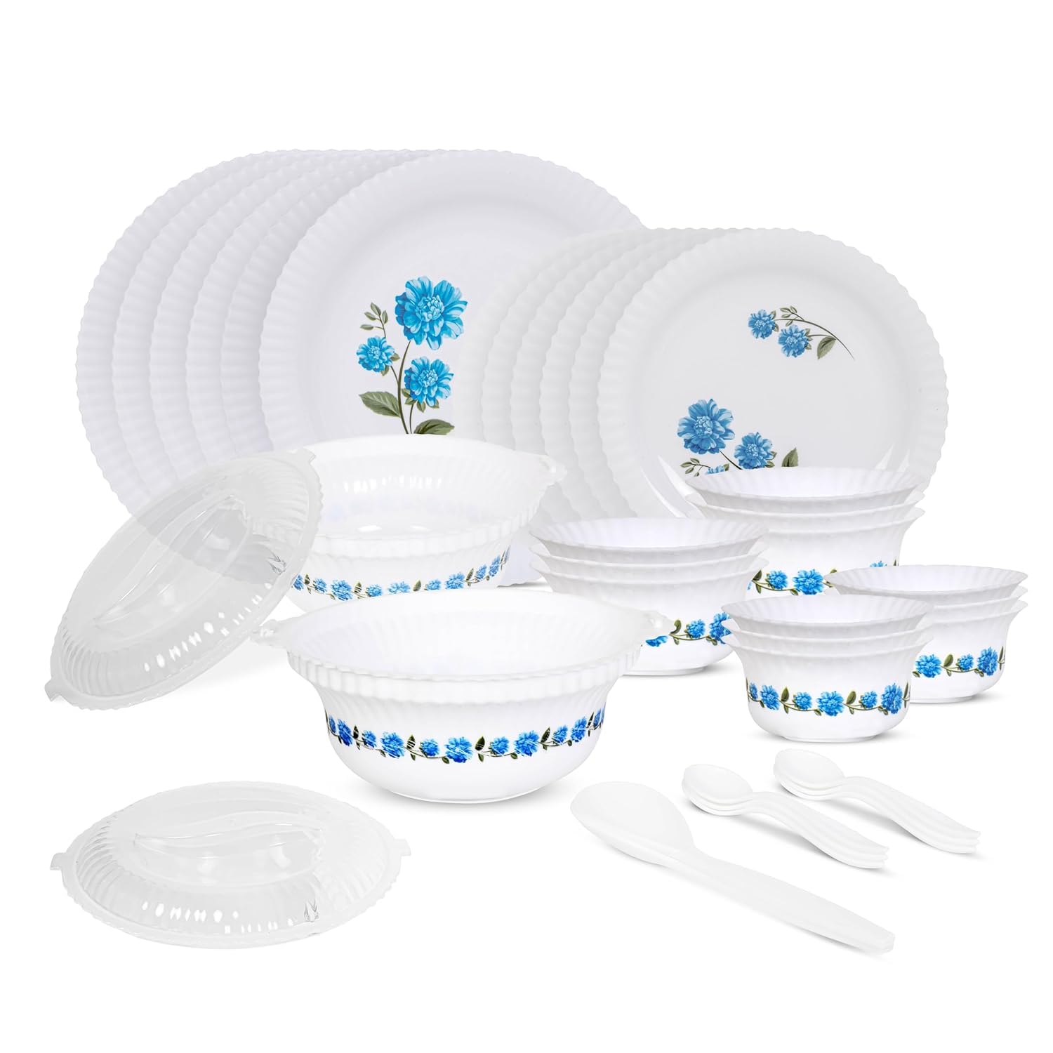 YAADGAR Unbreakable Plastic Light Weight Dinner Set of 36 pcs 6 Full Plates, 6 Quarter Plates, 12 Veg Bowls, 2 Serving Bowl with 2 lids. 2 Serving Spoons and 6 Spoons (B0DGGHPP35) Amazon Price History, Amazon Price Tracker