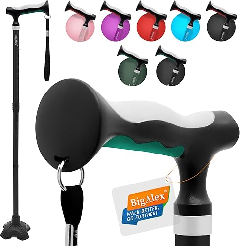 BigAlex Bastón plegable ligero con mango de TPR suave y cómodo para adultos mayores y adultos mayores, mango más grande para mayor comodidad, palo