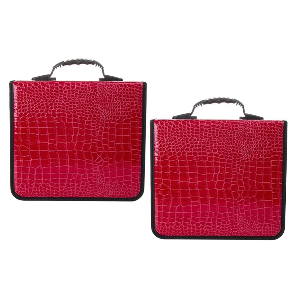 2 Pcs CD DVD Media Storage Case Large 400-Capacity PU Leather Bag Wallet Allbum Holder Pouch for Car Home Office Travel Red-image-15