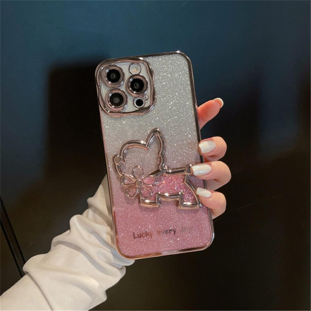 Coque de chien de sables mouvants mignons pour iPhone 14 Pro Max rose - 5