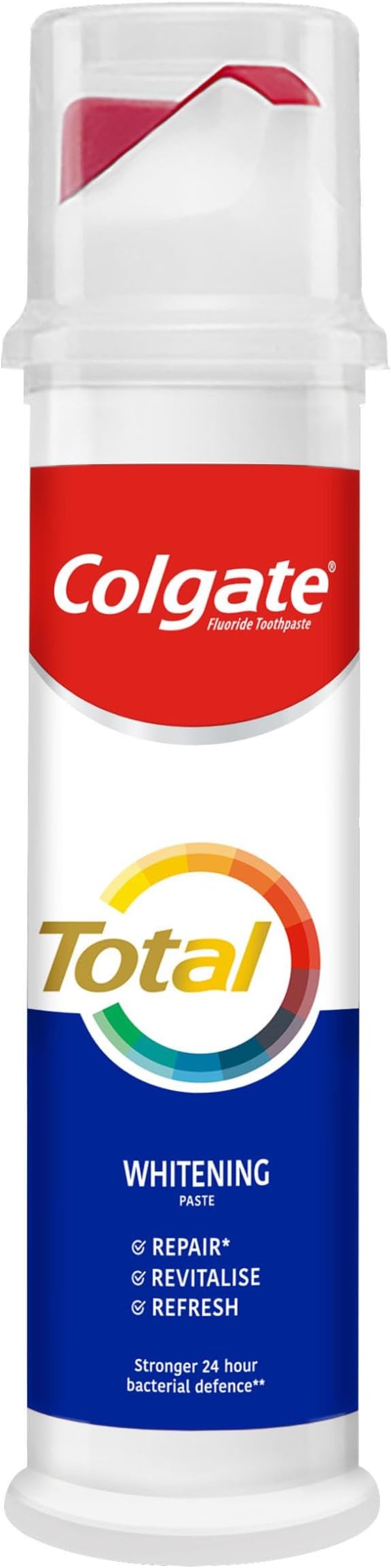 Colgate Total Whitening Toothpaste 100ml - Stronger 24-Hour Bacterial Defence* - Long-Lasting Active Protection* - Effectively removes Surface Stains - 8 Benefits for Complete Protection
