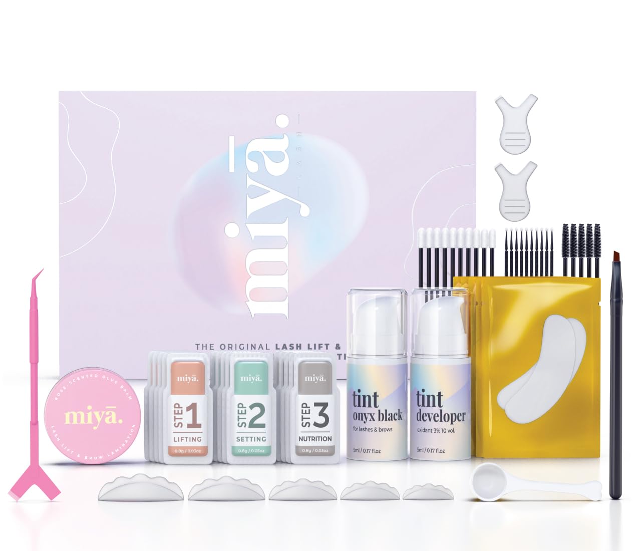 MIYA CIGLIA | Kit per laminazione ciglia e sopracciglia con tinta | Colore nero | Kit per il lifting di ciglia e sopracciglia con tinta | Kit per permanente ciglia e sopracciglia fai da te | Risultat