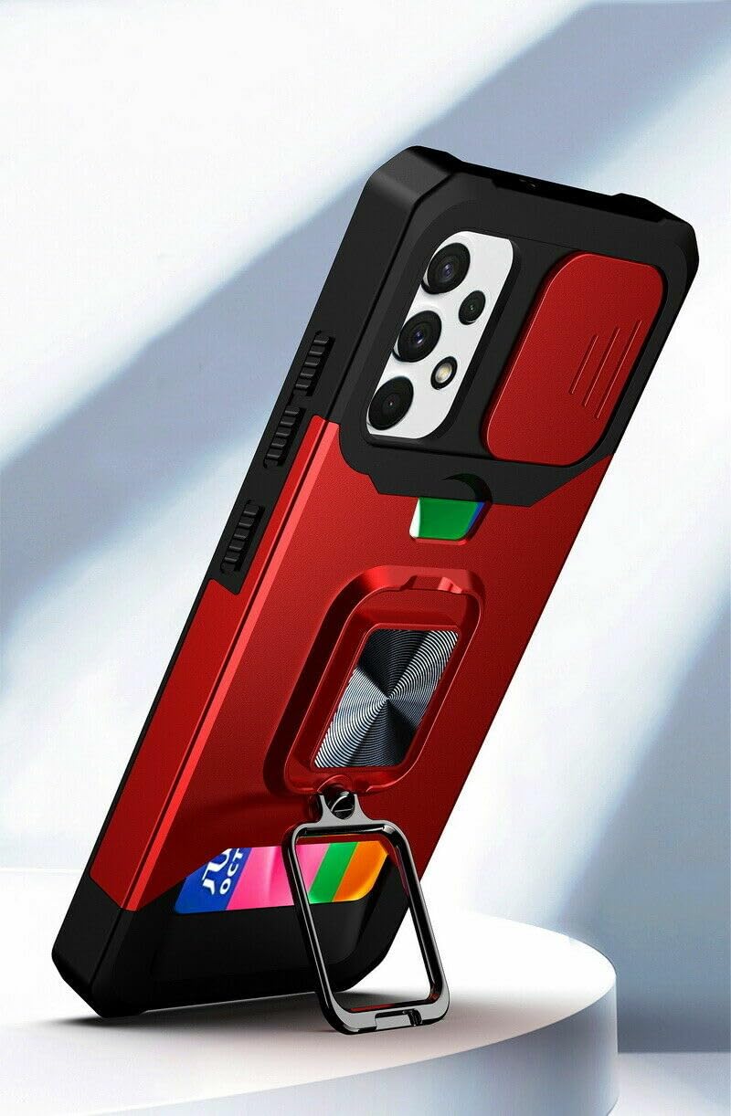 Generic Étui compatible avec Samsung Galaxy A55 (couleur : or rose) étui à carte d'appareil photo coulissant, coque rigide en silicone