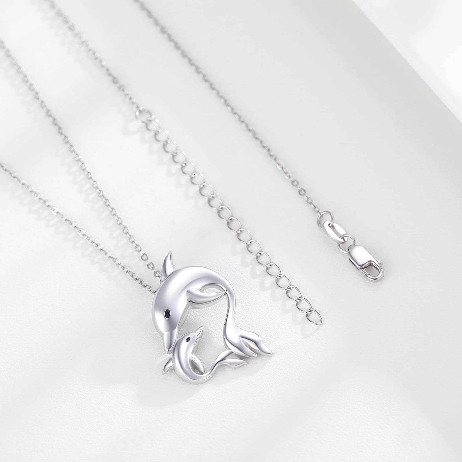 Delphin Kette 925 Sterling Silber Delphin Kristall Anhänger Meer Ozean Halskette für Frauen Mädchen Geburtstag Weihnachtstag
