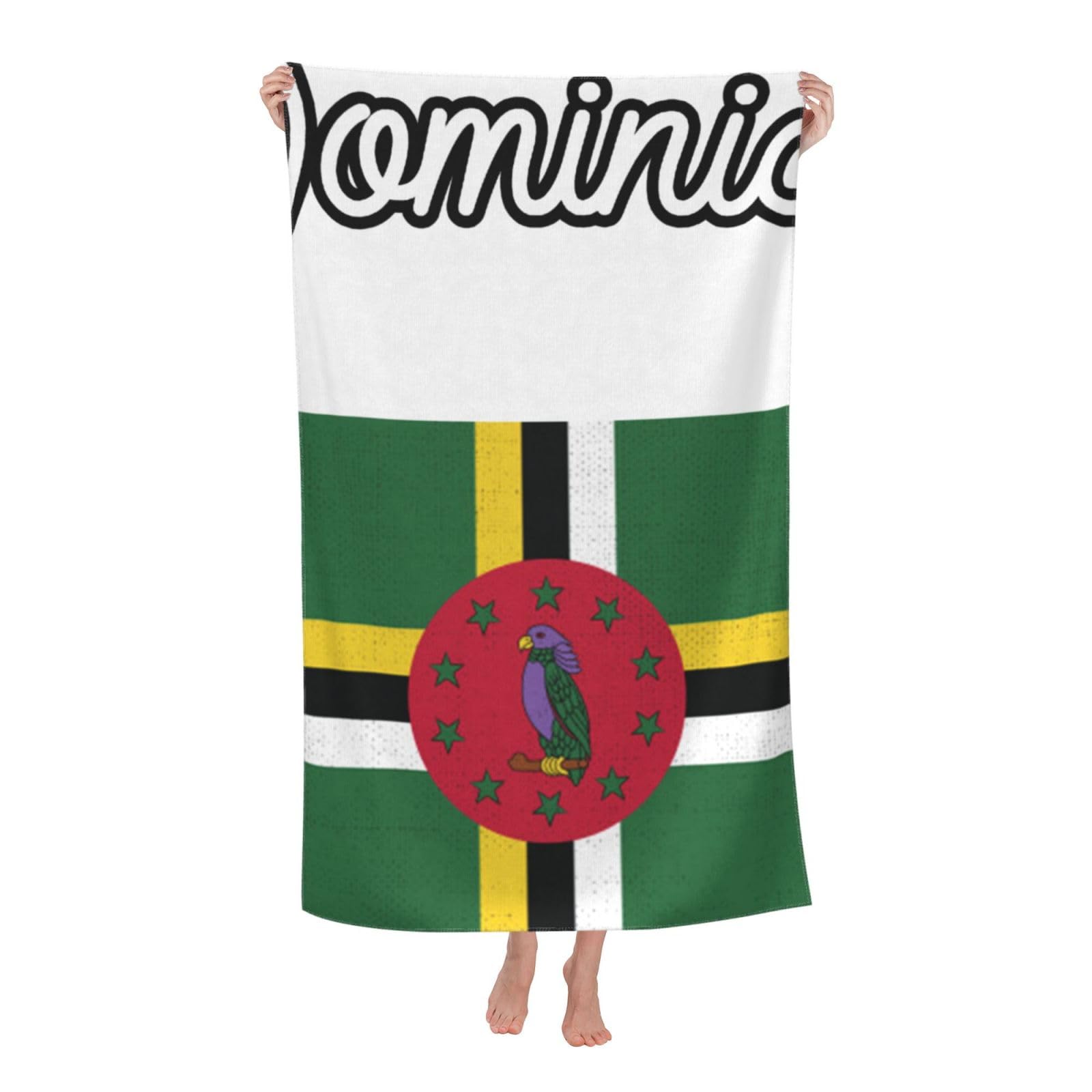 LSRCPD Beach Towel Dominica Flag Microfiber Beach Towels Blanket Oversized Tropical Big Extra Large XL Pool Towels Quick Dry Sandproof for Women Girls Kids