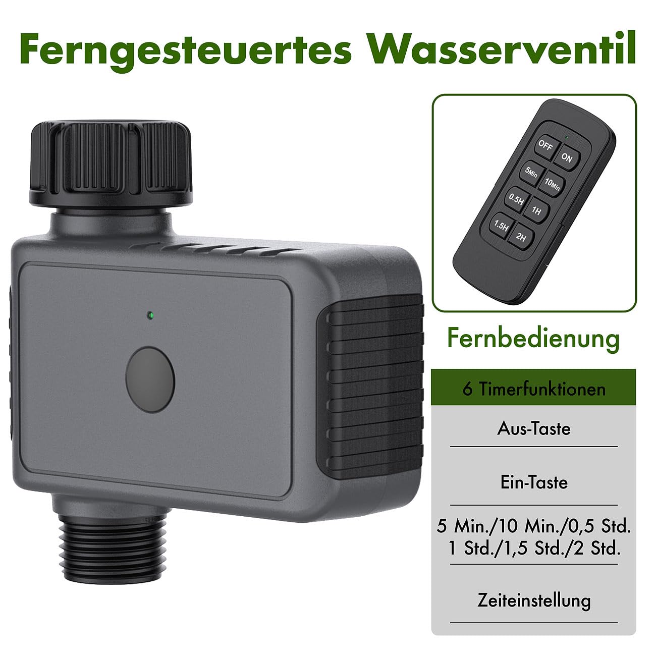 Royal Gardineer Bewässerungsgerät: 2er-Set Bewässerungscomputer mit Ventil, Funk-Fernbedienung, IP55 (Wetterfester Bewässerungscomputer, Funk-Bewässerungsautomat)