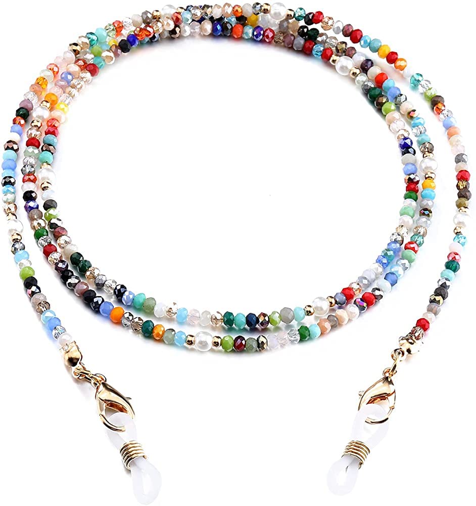 Mask Lanyard Eyeglasses Chain Healing Crystal Beaded Sunglasses Chains with Pearl for Women