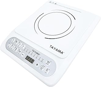 TAYAMA 1500-Watt White Induction Cooktop with 8 Settings