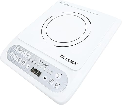 TAYAMA Placa de inducción blanca de 1500 vatios con 8 ajustes