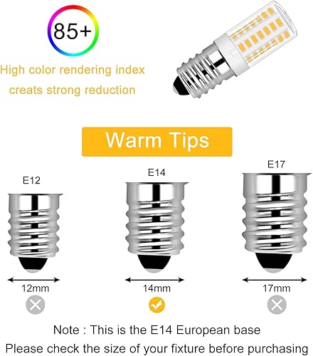 Miniatura 5 de Bombilla LED E14 blanca cálida 3000K equivalente a 4 W, 40 W, incandescente E14, bombillas de base de tornillo europea, 460 lúmenes, no regulables,