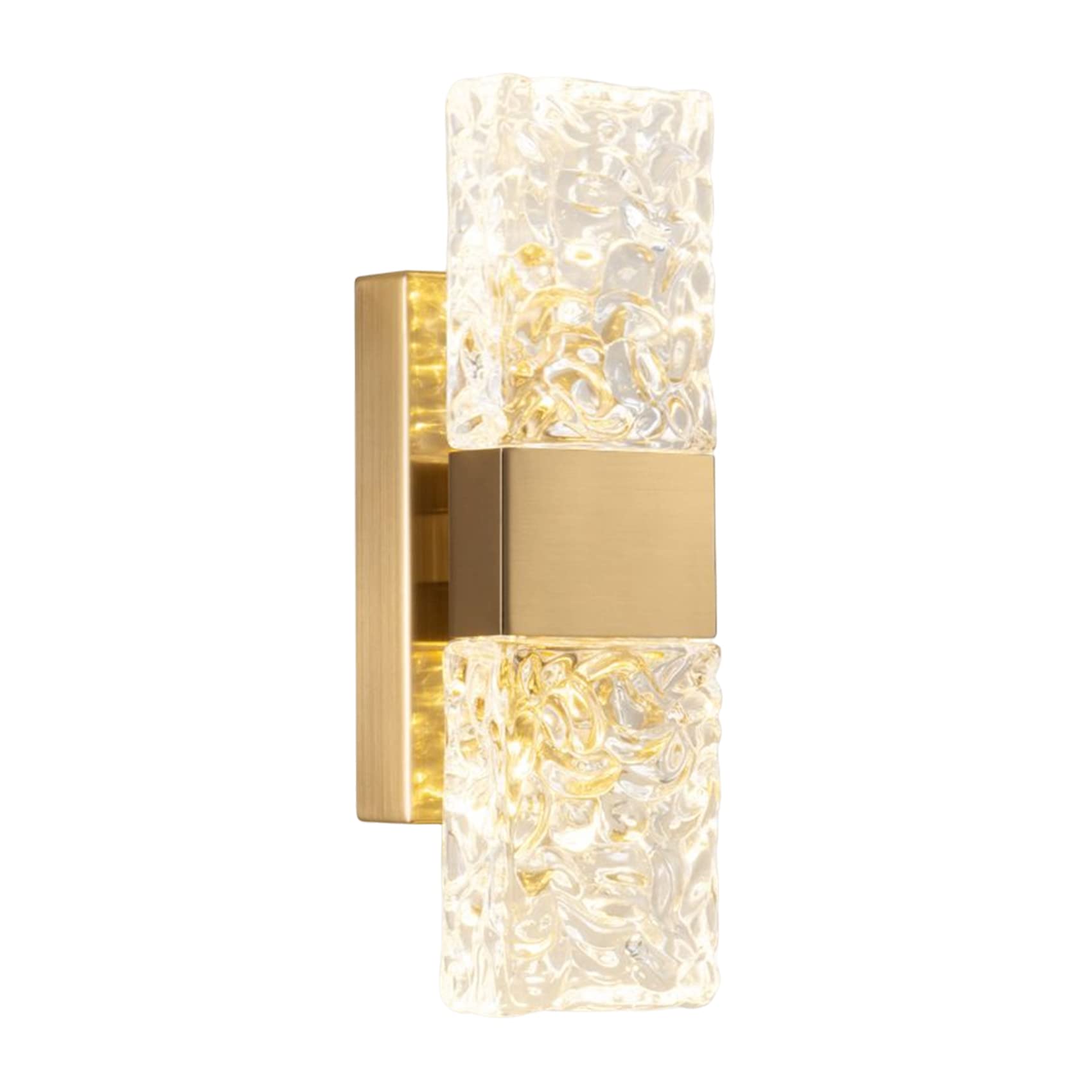 KRIPINC Lampara de Pared Interior Cristal, Lampara LED Pared Dorado, Lampara Espejo Baño, Aplique Pared Baño, Aplique Pared Interior Vintage para Salon/Dormitorio/Mesita de Noche (Luz Cálida)