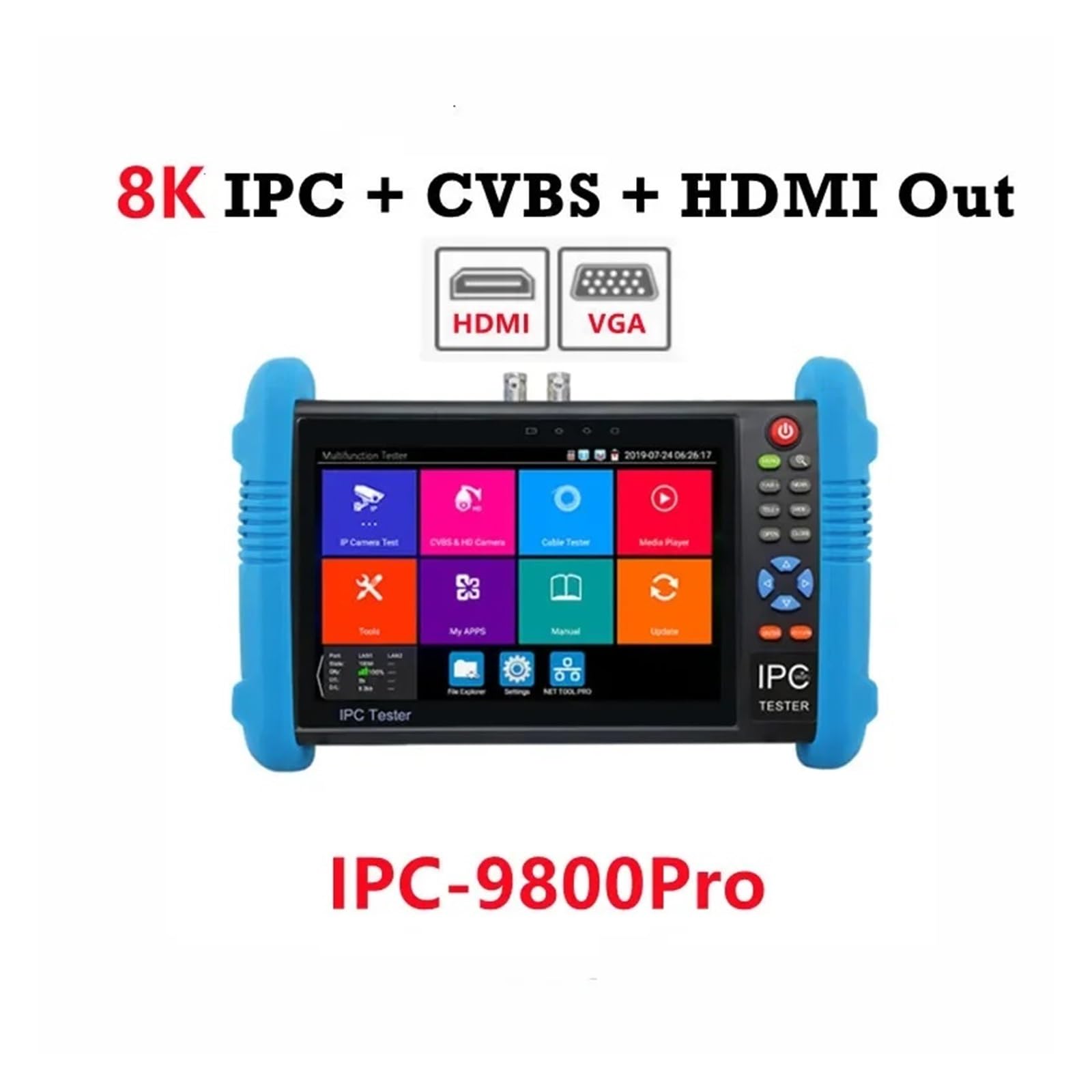 Tester CCTV, Ulepszony Tester IPC Tester IPC9800Pro Kamera IP 8MP AHD CVI TVI 8K Tester Kamery IP Tester Kabli PTZ Tester VGA CCTV(IPC-9800Pro)