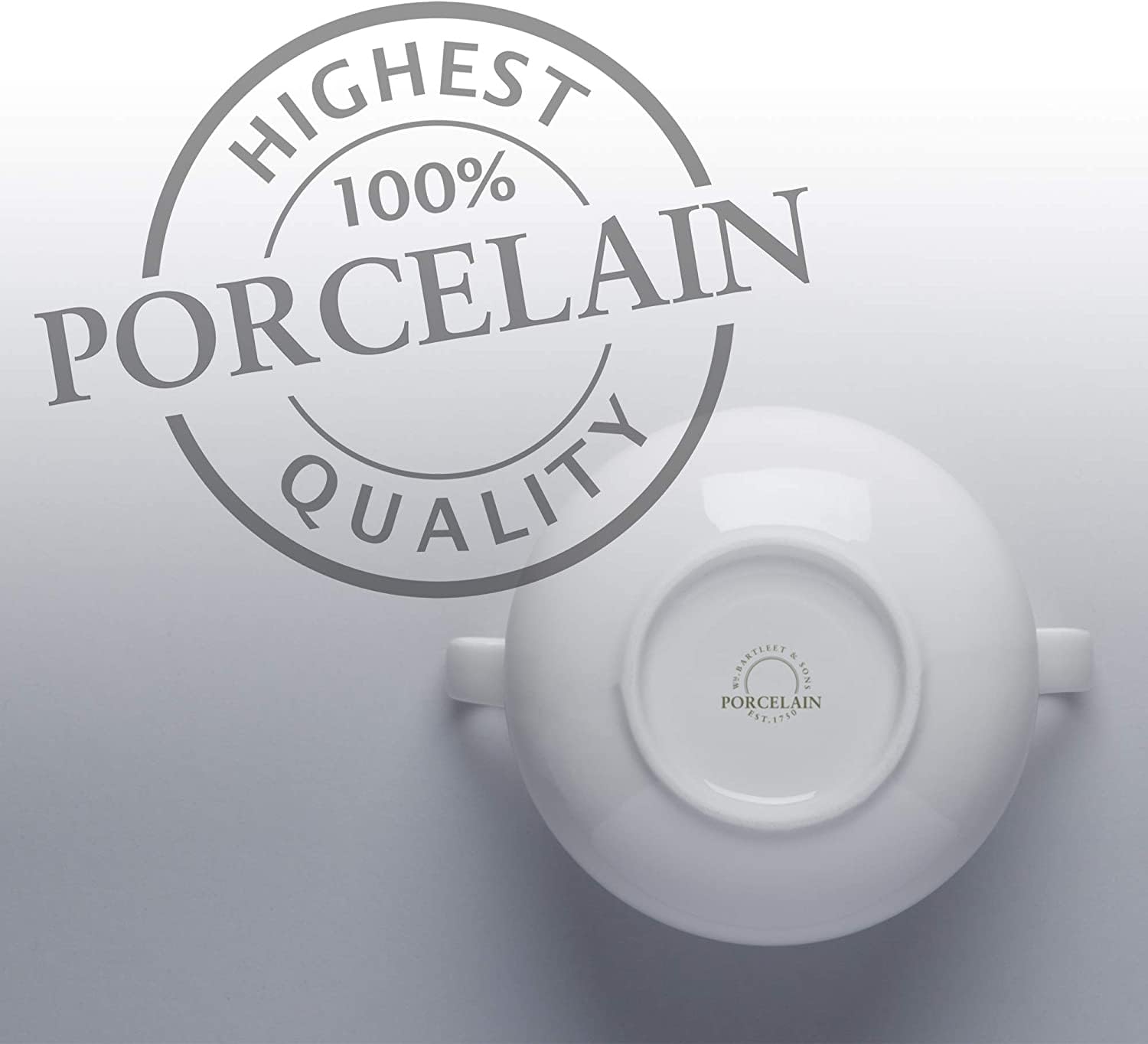 WM Bartleet & ‿Sons 1750 T411 Bol à soupe et ragoût en porcelaine avec couvercle Blanc 500 ml