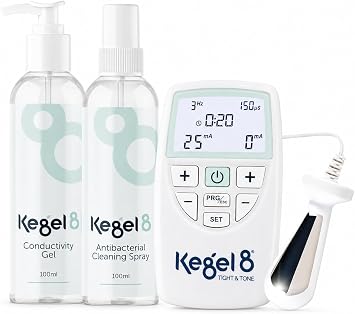 Kegel8 Tight and Tone Electronic Pelvic Care Pack with 9 Programmes for Incontinence Includes Electric Toner Conductivity Gel and Antibacterial Cleaning Spray for Strength Recovery and Support