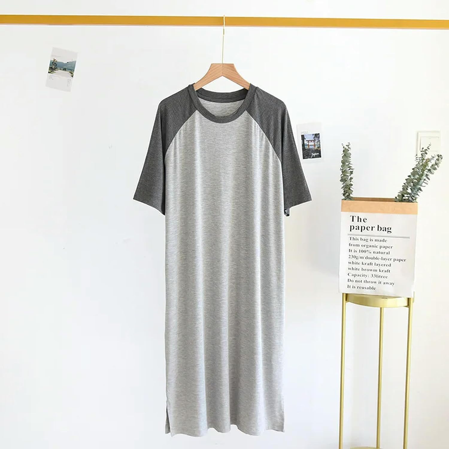 Piżamy Damskie Wiosna Lato Koszule Nocne Damska Koszula Nocna Krótki Rękaw Długa Koszula Nocna Bawełniana Plus Size Bielizna Nocna, Picture2, XL