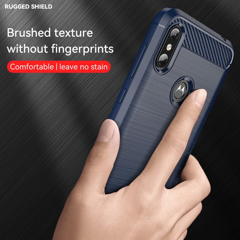 Image of Hybrid Carbon Fiber Back Case for Moto One Power (Blue)