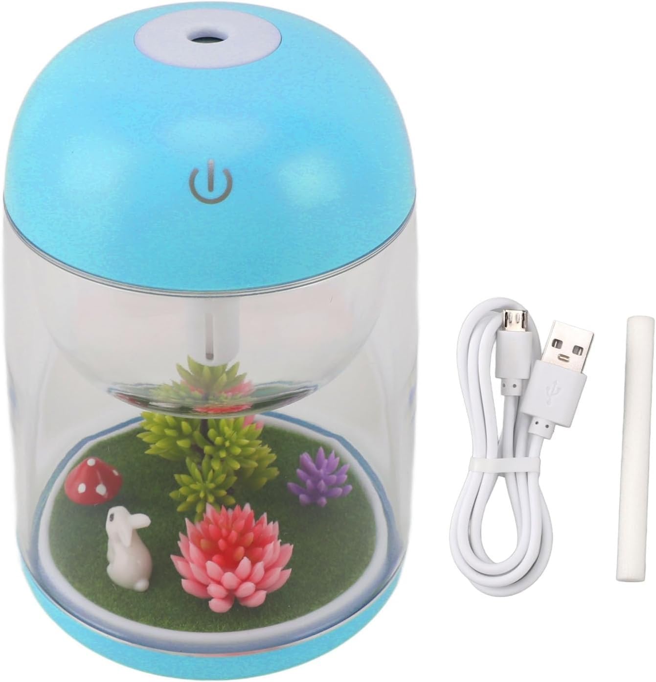 per Uso Domestico Mini umidificatore for Camera da Letto, Piccolo umidificatore da scrivania a Nebbia Fredda con Luce Notturna USB, capacità 300 ml, spegnimento Automatico(Blue)