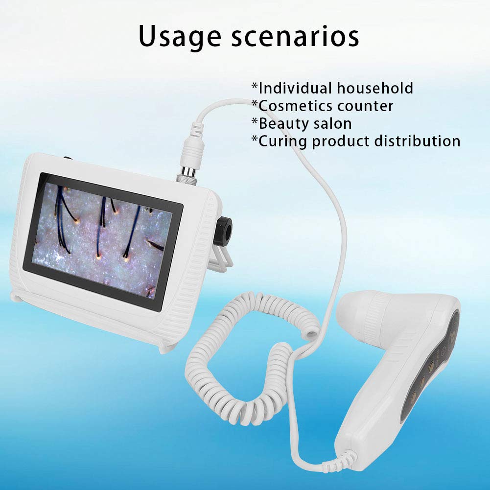 Microscopio Digitale per Cuoio Capelluto 50X-200X con Schermo LCD 5 Pollici, Analizzatore Pelle Intelligente per Diagnosi e Cura dei Capelli