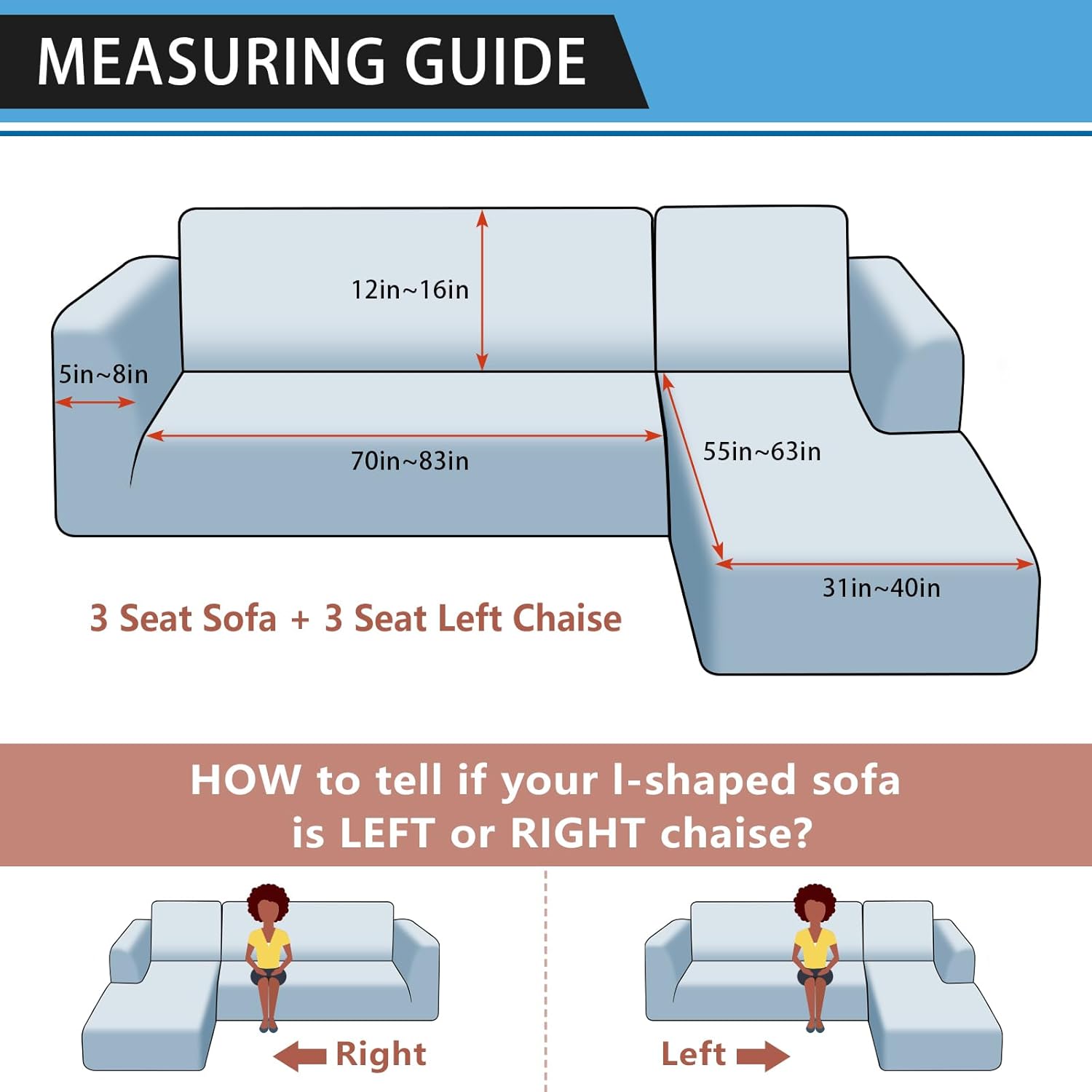 sectional couch covers, leather look sofa cover l shape 2pcs soft stretch slipcover for sectional sofa, non slip furniture protector (3 seat sofa + 3 seat left chaise, coffee) 3 seat sofa + 3 seat left chaise coffee
