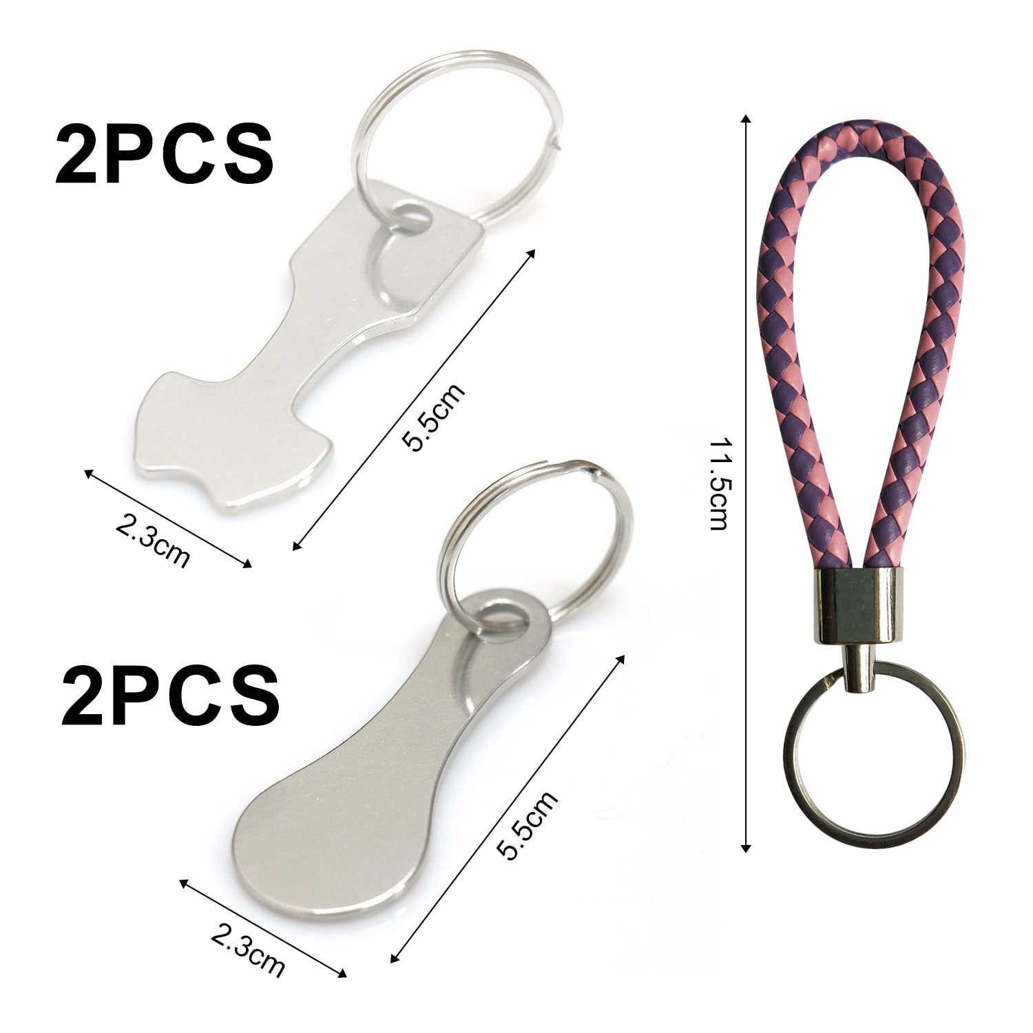 NINVVS 4 shopping cart keys and 1 key chain, stainless steel cart keys, shopping cart tokens, shopping cart tool accessories, Silvery - Image 2