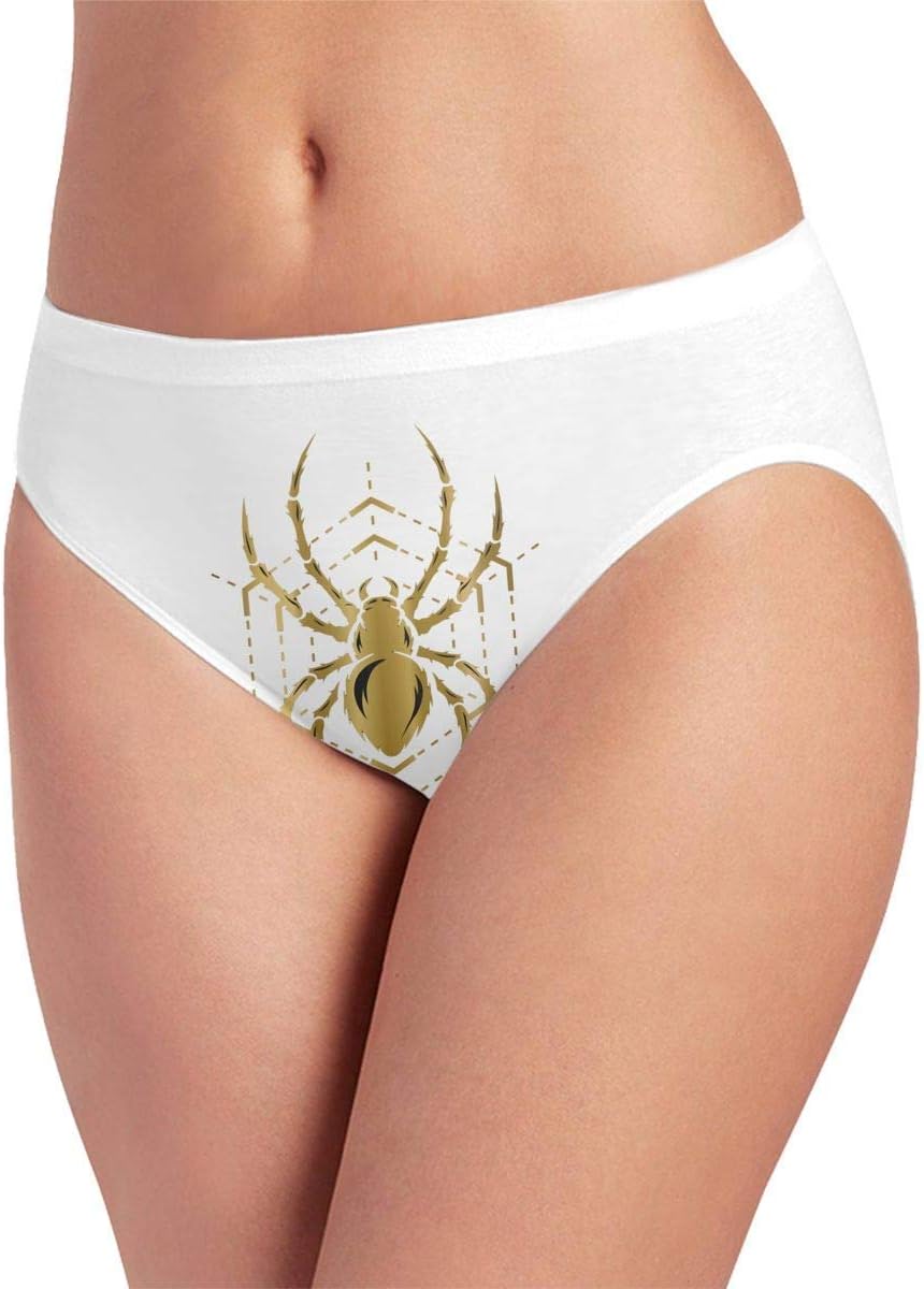 HANBINGPO Women's Golden Spider Smooth Breathable Ice Silk Underwear Soft Briefs Invisible Panties White-Large