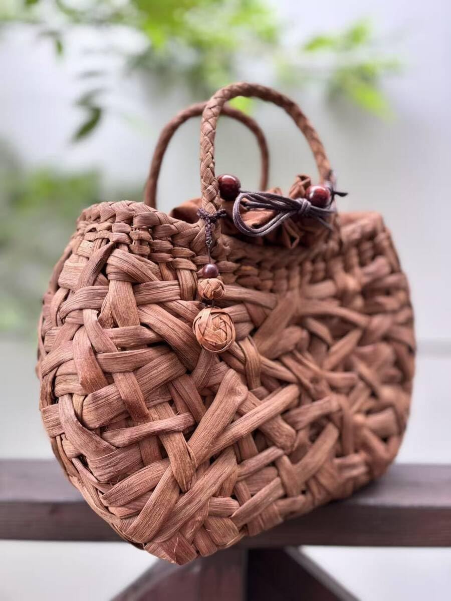 乱れ編み 山葡萄 かご 籠 バッグ 一番皮 中布と内ポケット付き