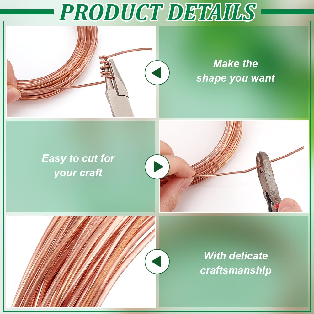 BENECREAT 10m/32.81 Feet Solid Copper Wire, 1.6mm/14 Gauge Round Soft Copper Wire for Jewelry Making Craft, Gem Wrapping - Image 4