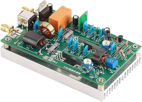 Septpenta Shortwave Power Amplifier Module 3-28MHz 30W Low Power Amplifier with Heatsink Automatic Switch Power Amplifier Board Aluminium Alloy DC 12-13.8V